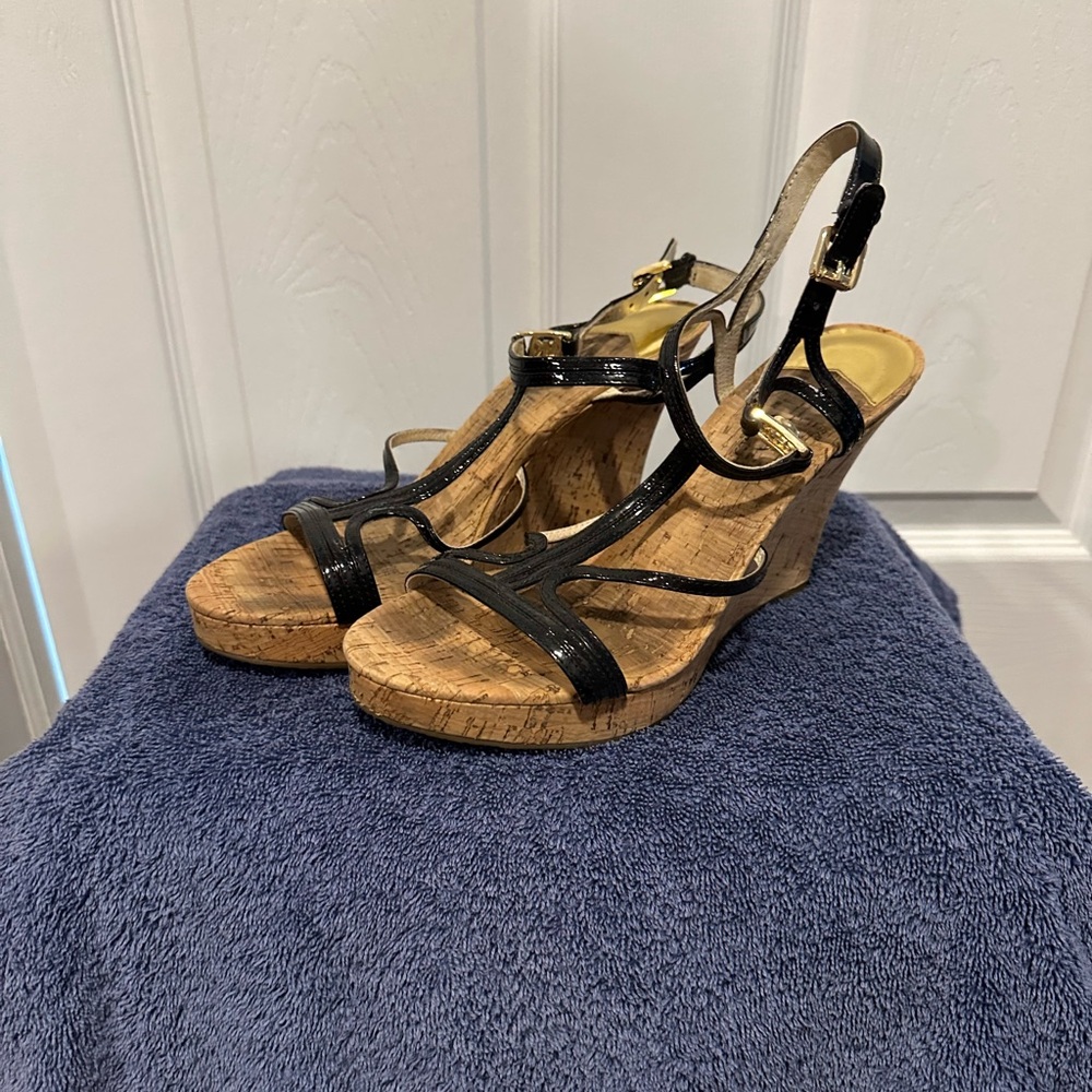 Michael Kors black wedge shoes